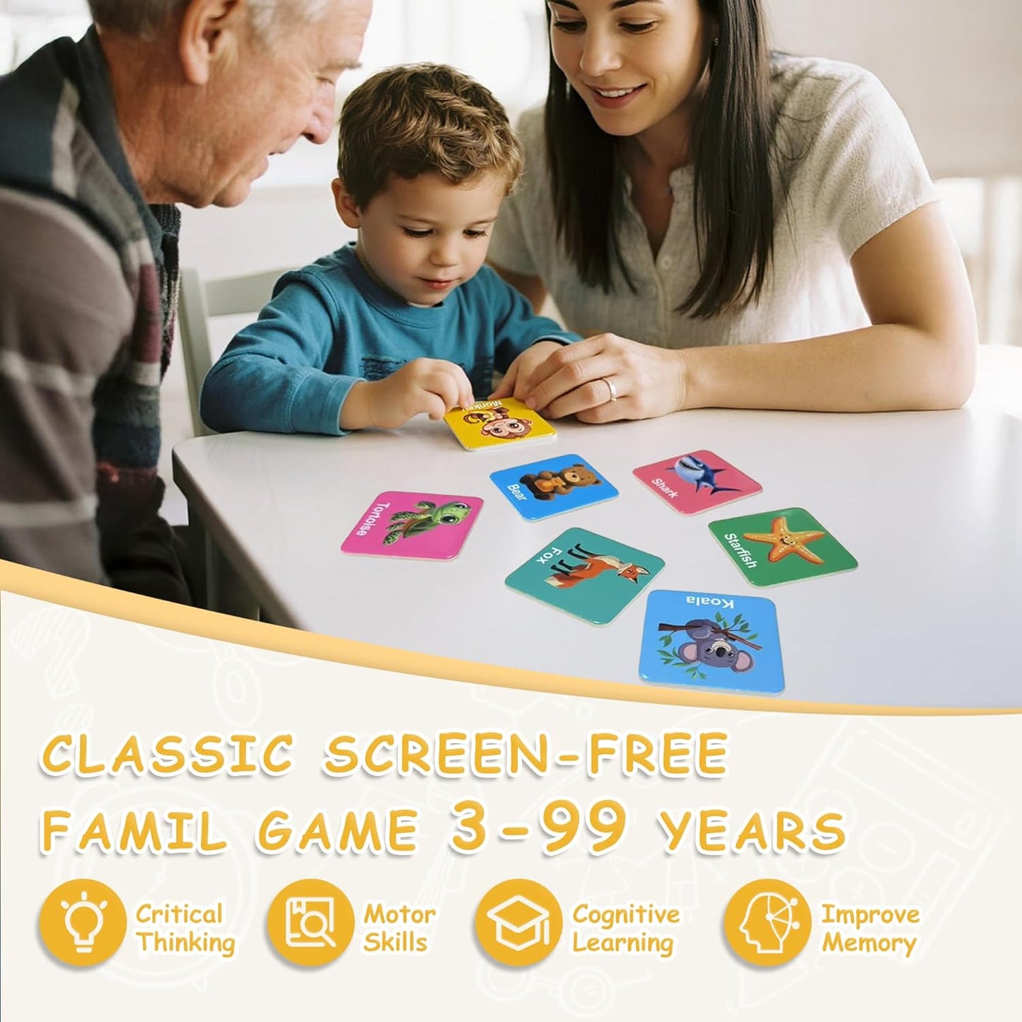 72 PCS Animals Memory Matching Game for Kids, Animal Theme Memory Game for Toddlers, Memory Cards Concentration Game for Ages 3 and Up