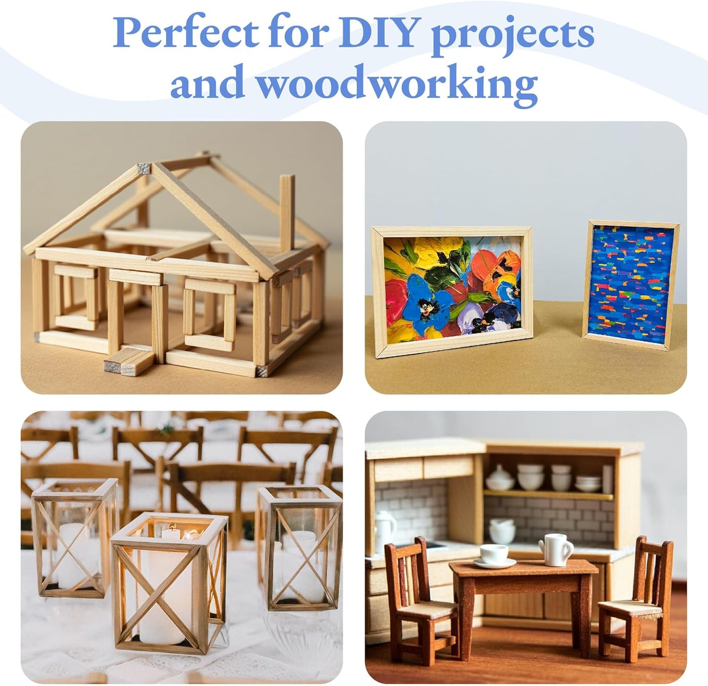 Wood Square Dowel Rods 3/16-inch x 12 Pack of 100 Wooden Craft Sticks for Crafts and Woodworking by Woodpeckers