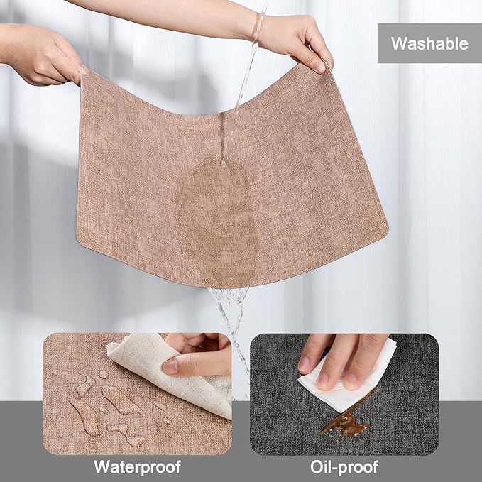 Myir JUN Placemats Dual Sided, Faux Leather Place Mats Set of 8 Indoor Placemats for Dining Table Non-Slip Washable Placemats Heat Resistant Outdoor Table Mats (Set of 8, Gray Pink)