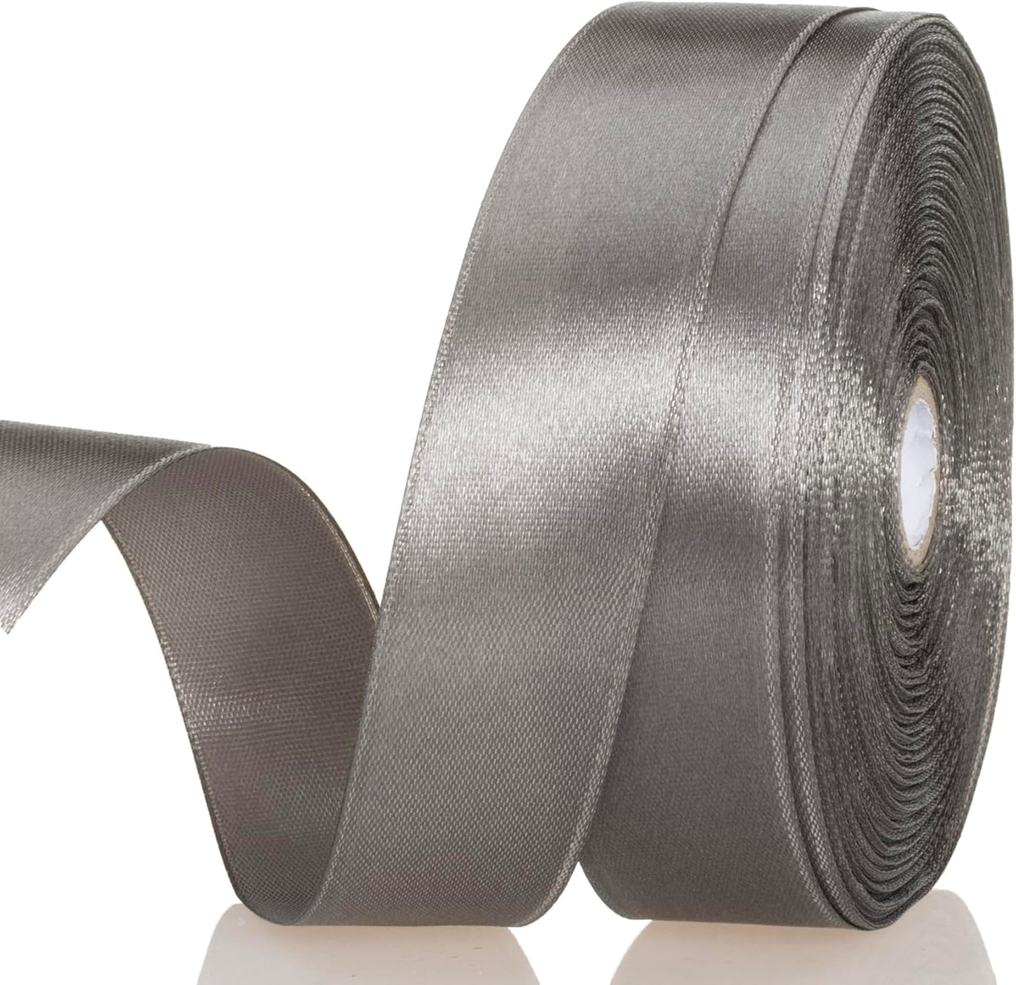 1 Inch Steel Gray Solid Satin Ribbon, 50 Yards Craft Fabric Ribbon for Gift Wrapping Floral Bouquets Wedding Party Decoration