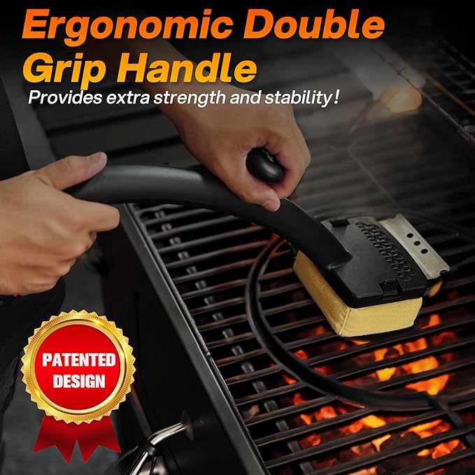 2025 Version Grill Brush Bristle Free with Scraper, BBQ Scrubber for Grill, Grill Cleaning Brush, Grill Brush for Outdoor Grill, Safe Grill Cleaner for Outdoor Grill with Double Grip Handle Design