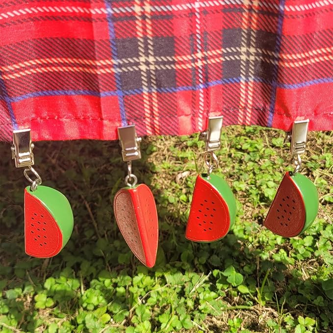TwoFish Home Set of 4 Ｗatermelon Resin Tablecloth Weights Clips Handicraft Ｗatermelon Tablecloth Clamps Pack of 4