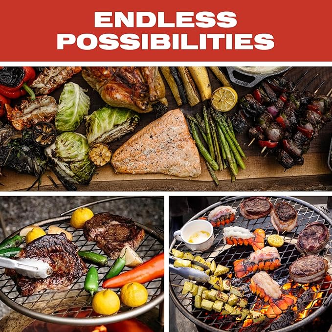 Breeo Smokeless Fire Pit Grilling Bundle (X Series 24 Corten Steel, Outpost Grill, Ash Shovel, & Lid) | 27.5 inch Smokeless Firepit for Outside | Ideal for Families, Gifts for Dad