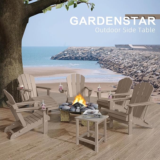 Outdoor Side Tables Adirondack, HDPE Small Table for Patio,Outside End Table for Porch, Deck, Pool, Weather Resistant/Easy Maintenance