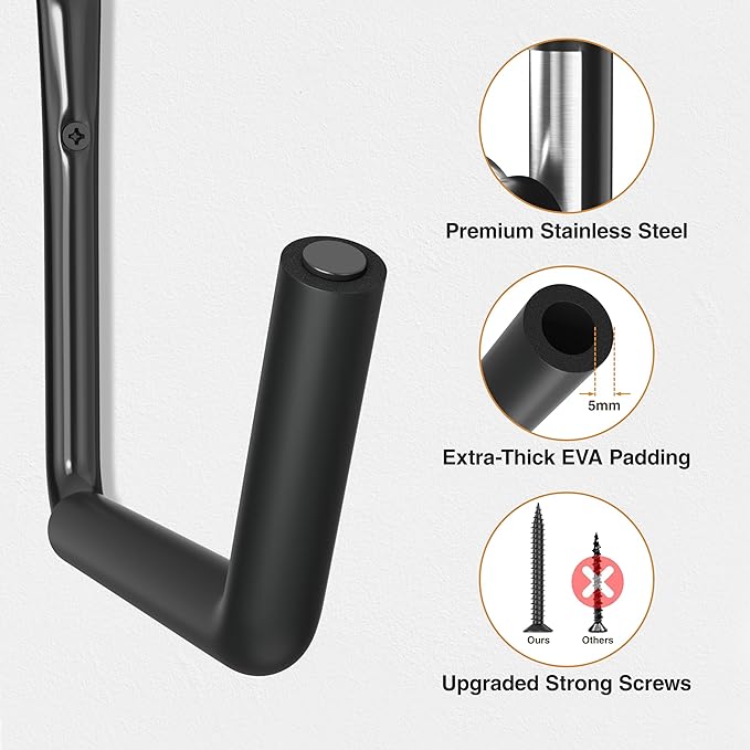 niffgaff Heavy Duty Garage Storage Hooks - 120 LB Capacity Wall Mounted Rack for Kayaks, Ladders, and Bikes