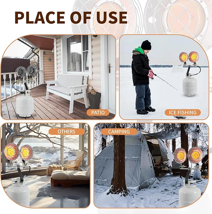 Propane Tank Heater Attachment, Propane Tank Top Heater, 30,000 BTU Portable Outdoor for Patio, Camping & Garage – with 3 Heat Levels & 90° Adjustable Head