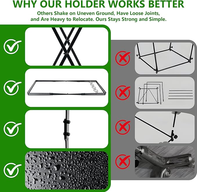Leaf Bag Holder, Outdoor Foldable Trash Bag Holder Stand for 30–50 Gallon Yard Bags, Outdoor Cleanup, Camping & Lawn Work