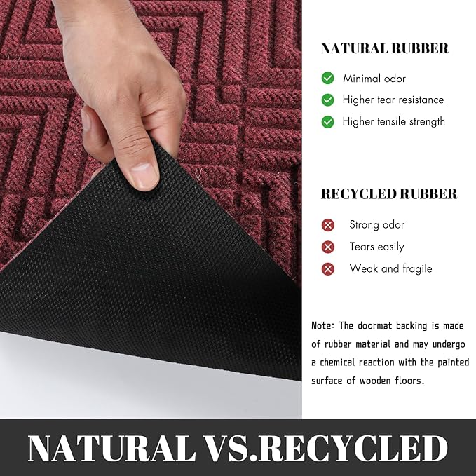 Yimobra Door Mats Outdoor 29.5x17, All-Season Waterproof Outdoor Mats for Front Door Entrance with Drainage Holes, Heavy Duty Non-Slip Doormat for Garage Patio Entryway Indoor, Red