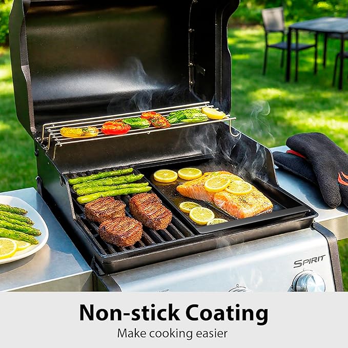 Utheer Ceramic Grill Griddle Insert for Spirit Grills, Griddle Insert for Weber 7658, Fits Spirit & Spirit II 200/300, Genesis Silver/Gold/Platinum & 1000–5000, Nonstick, Easy Clean, Healthier Cooking