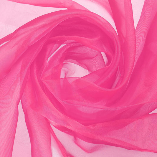 MECCANIXITY Iridescent Sheer Organza Fabric, 10 Yards x 59 Inches Solid Holographic Shiny Fabric Organza Cloth for Wedding, Curtains, Costume, Photo Background, Rose Red