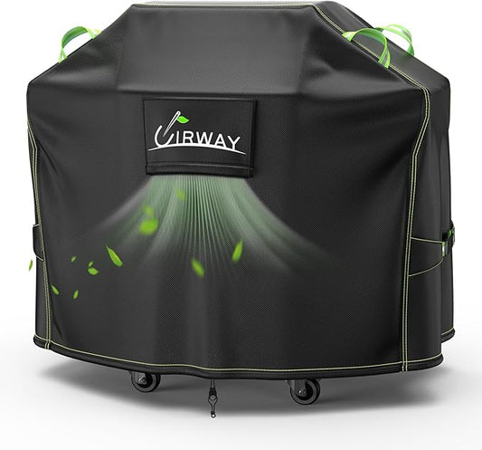 UIRWAY Grill Cover for Outdoor Grill 55 Inch, 600D Heavy Duty Waterproof BBQ Cover, UV & Fade Resistant Gas Grill Covers with Reflective Strip and Air Vent, Black