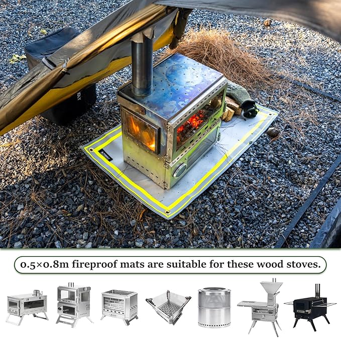 POMOLY Fire Pit Mat,Fireproof Mat Visible at Night-Great for Deck Fire Pit Base,Patio Fire Pits Pad for Outdoor Wood Burning, Wood Floor, Grass, Campsite, Lawn(31.5'' X20'')