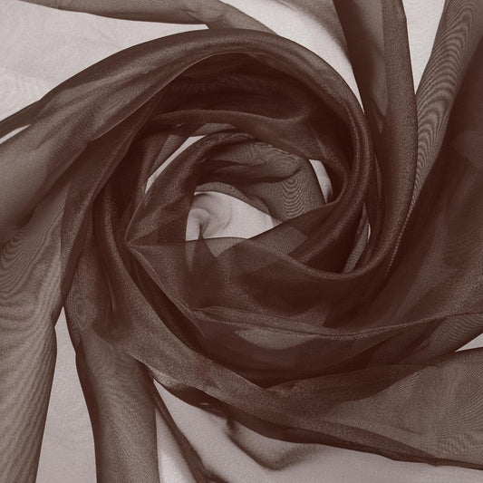 MECCANIXITY Iridescent Sheer Organza Fabric, 10 Yards x 59 Inches Solid Holographic Shiny Fabric Organza Cloth for Wedding, Curtains, Costume, Photo Background, Dark Coffee