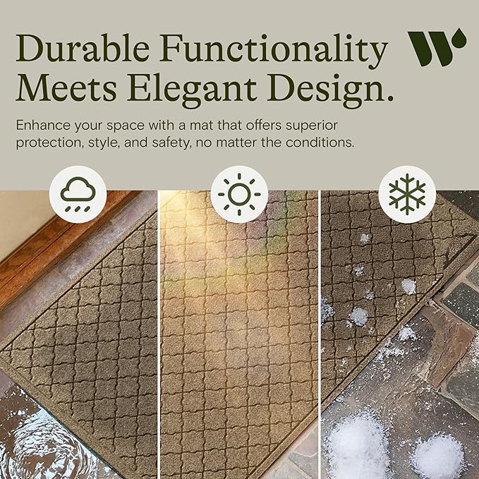 WaterHog Heavy Duty Doorway Mat, 3' x 5', Made in USA, Durable & Skid-Resistant Entryway Mat, Water-Trapping, Indoor/Outdoor Decorative Floor Covering, Cordova Collection, Khaki/Camel
