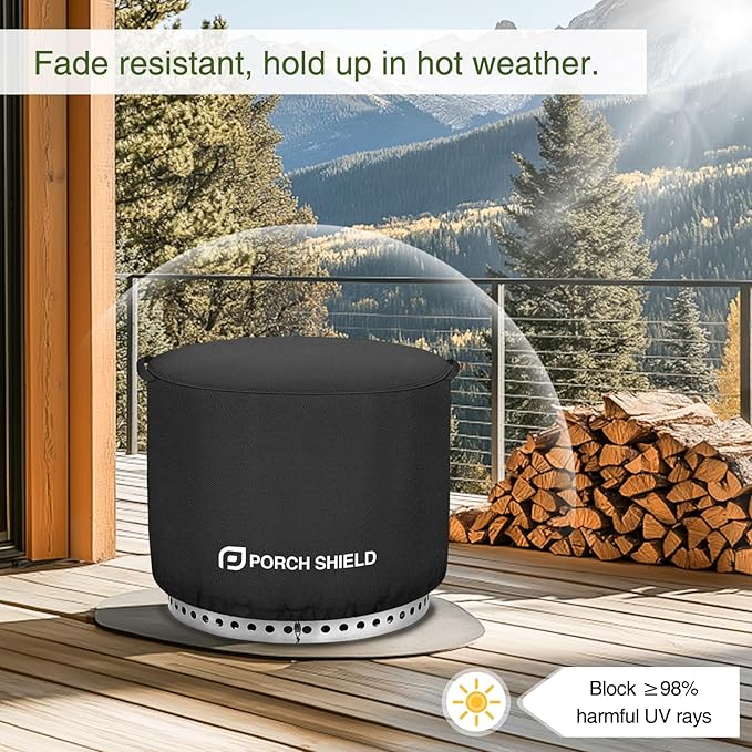 Porch Shield Fade Resistant Solo Stove Bonfire Cover - Waterproof Patio Fire Pit Cover Round 22 inch Fits for Small Firepit Solo Stove Bonfire