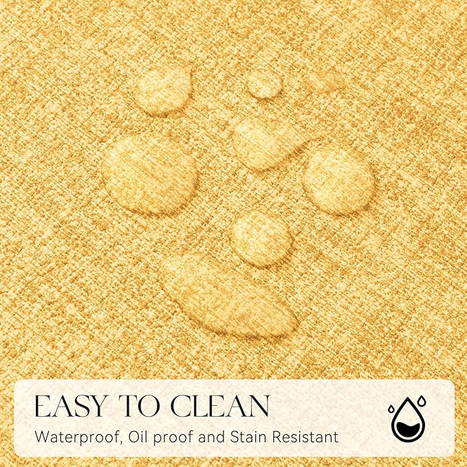 MOSAYT Faux Leather Placemats Set of 6, Heat Resistant Wipeable Washable Vinyl Place Mats with Coasters, Waterproof Oil Proof Table Mats for Kitchen Dining Party Indoor Outdoor, 12" x 17", Yellow