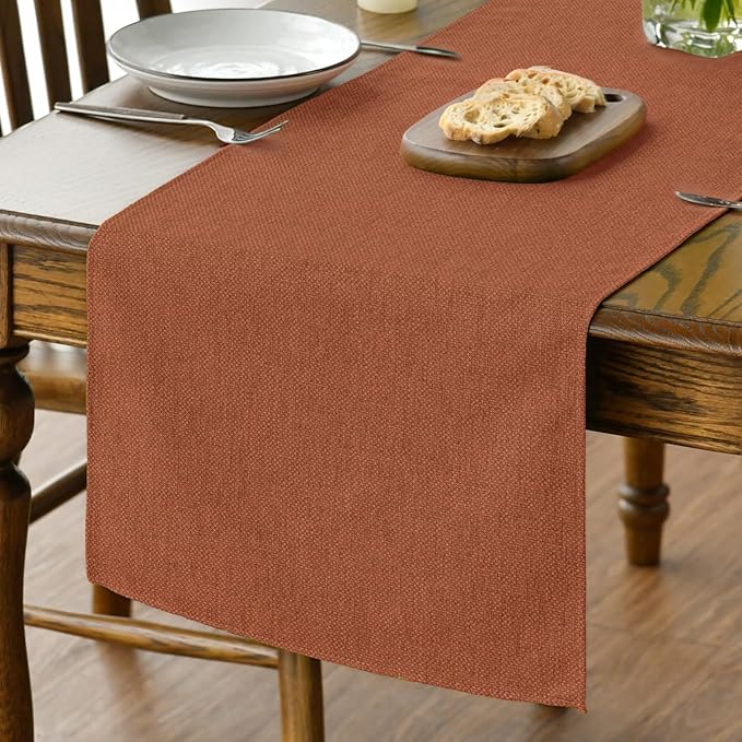 Artoid Mode Rusty Orange Table Runner, Seasonal Fall Thanksgiving Washable Kitchen Dining Table Decoration for Home Party Decor 13x108 Inch