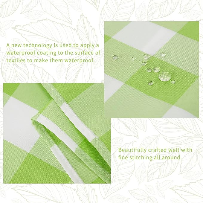 Fabric Checkered Table Runner 6 Pack Waterproof Gingham Table Runner 14W x 108L Buffalo Check Table Runners for Parties Kitchen Dining Wedding Banquet (Emerald and White)