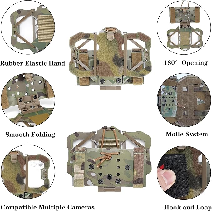 Tactical Phone Holder Available in Full Size Plate Carrier Phone Mount Adjust Nylon Molle Phones Holder for Tactical,Car,Office (812CP)