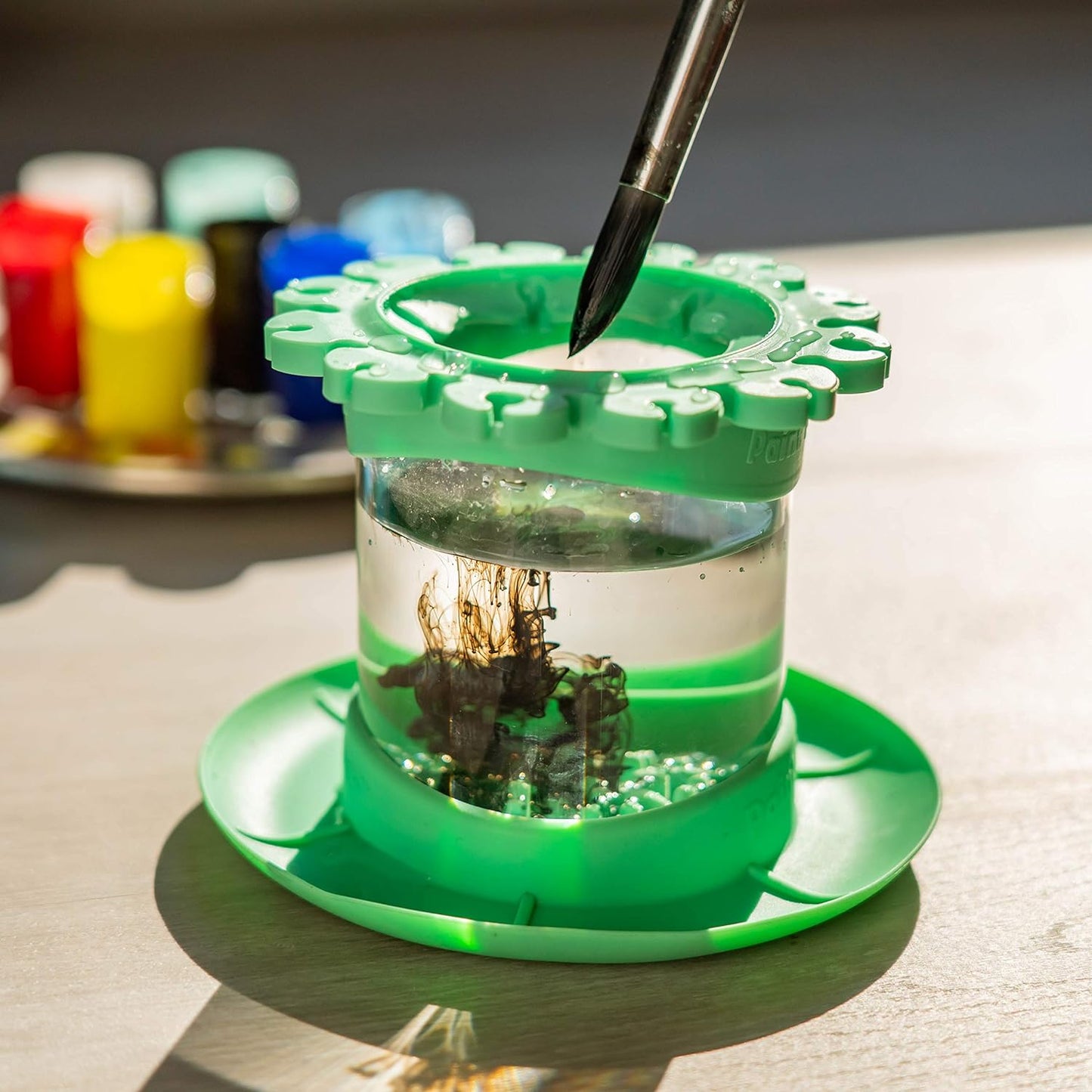 Paint Puck Ultimate Rinse Cup Paint Brush Cleaner (Purple, Mug) – Non-Spill Paint Water Cup & Brush Cleaner with Brush Holder, Squeegee Lips & Drip Tray for Acrylic, Watercolor & Art Supplies