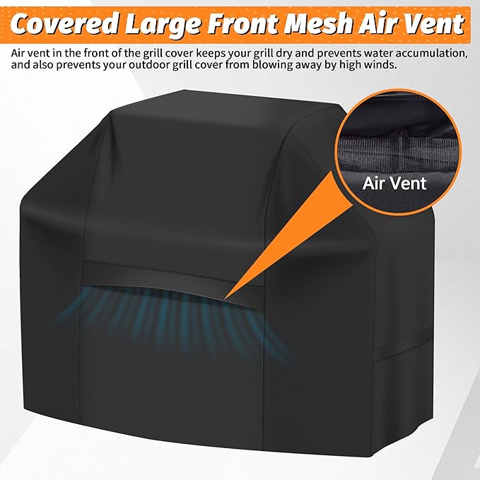 iCOVER Grill Cover 58 inch, BBQ Grill Cover for Outdoor Grill, 600D Heavy-Duty Waterproof Gas Grill Cover, Barbecue Cover for Weber, Charbroil, Brinkmann, Nexgrill and More, Black