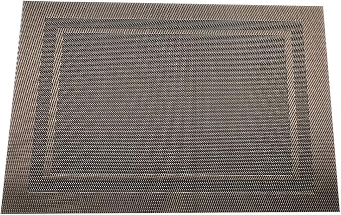 Gugrida Placemats Set of 6 Plaid Checkered Brown PVC Placemat for Dining Table Durable Woven Vinyl Stain tablemats 18"X12"