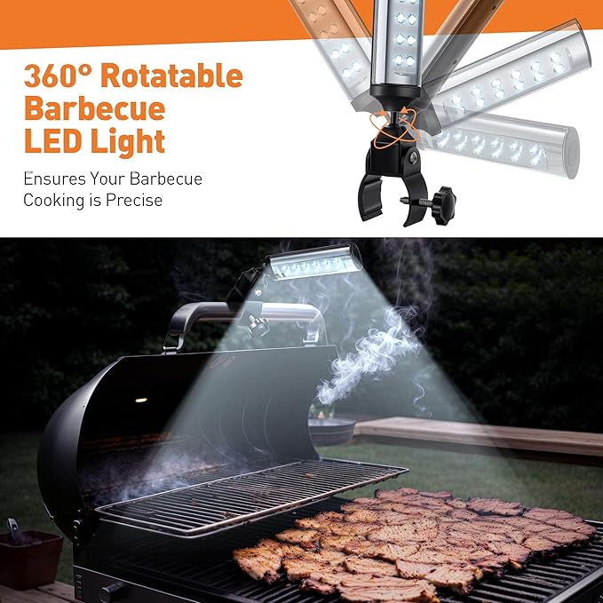 Meonum 1 Pack BBQ Grill Light Compatible with Blackstone Griddle for Outdoor Grill, Gifts for Men Dad Husband, Battery Operated Barbecue Lights with 360 Degrees Adjustable C Shape Clamp