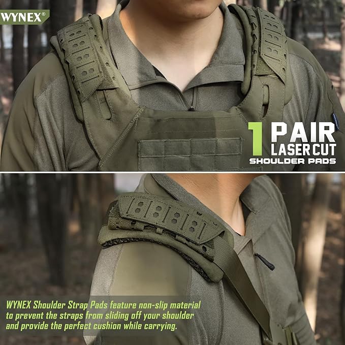WYNEX Shoulder Strap Pad for Vest Carrier, 2 Pack Tactical Plate Shoulder Pads Strap Cushion Vest Accessories Shoulder Pads Soft Mesh Pads with Tactical Gear for Men