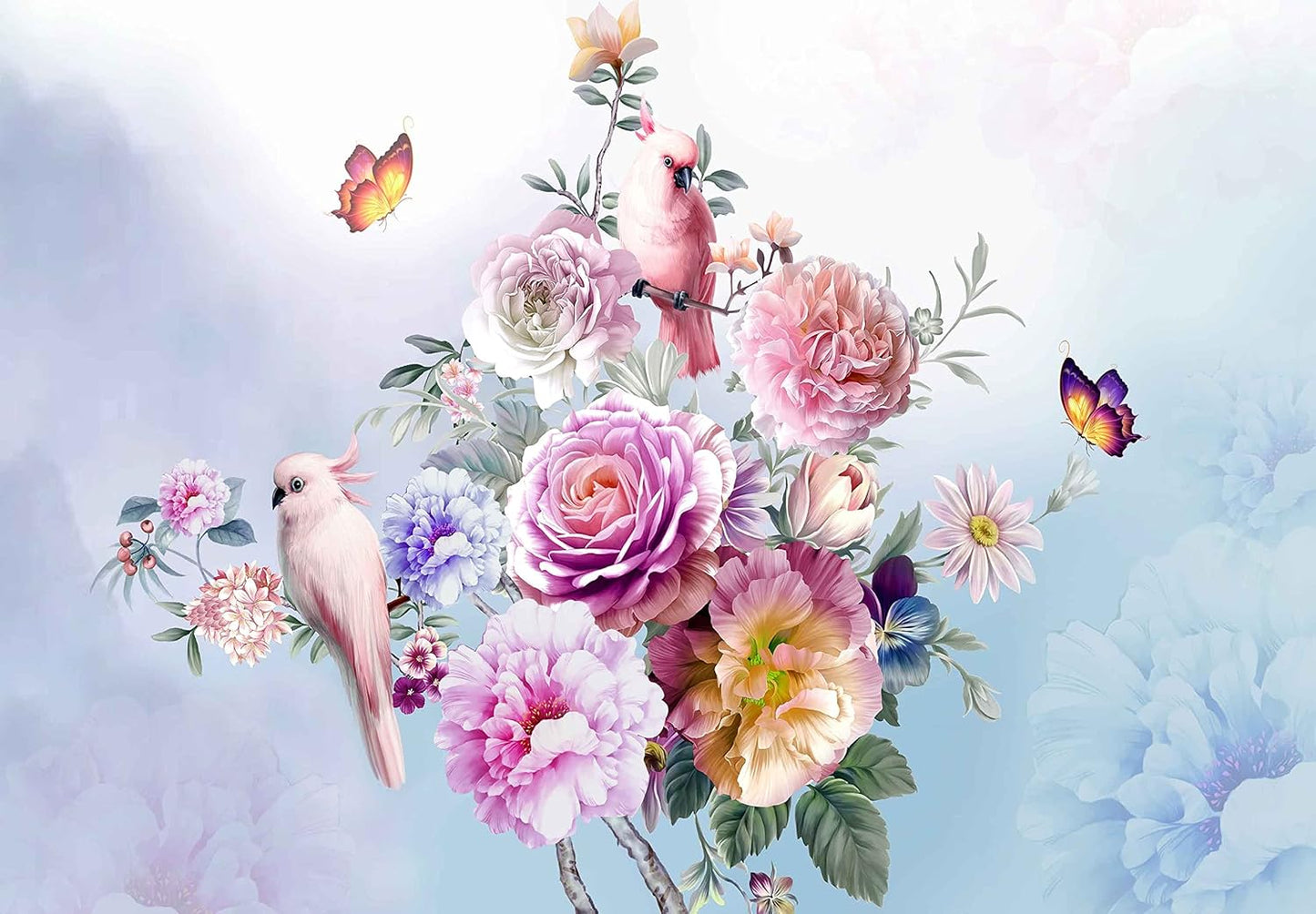 Wall Murals Full of Romantic Leaves and Flower Wallpaper for Bedroom, Living Room and Office Decoration