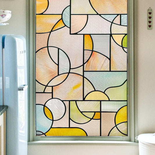 3D Stained Glass Window Privacy Film, Heat Control UV Blocking Static Cling Decorative Window Film for Bathroom,Front Door,Home Non Adhesive,23.6 x 35.4 inches Wilderness