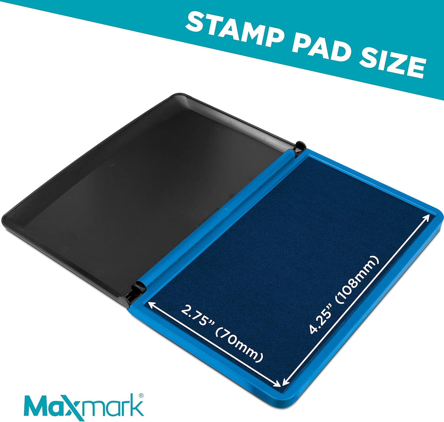 MaxMark Large Blue Stamp Pad - 2-3/4" by 4-1/4" - Premium Quality Felt Pad