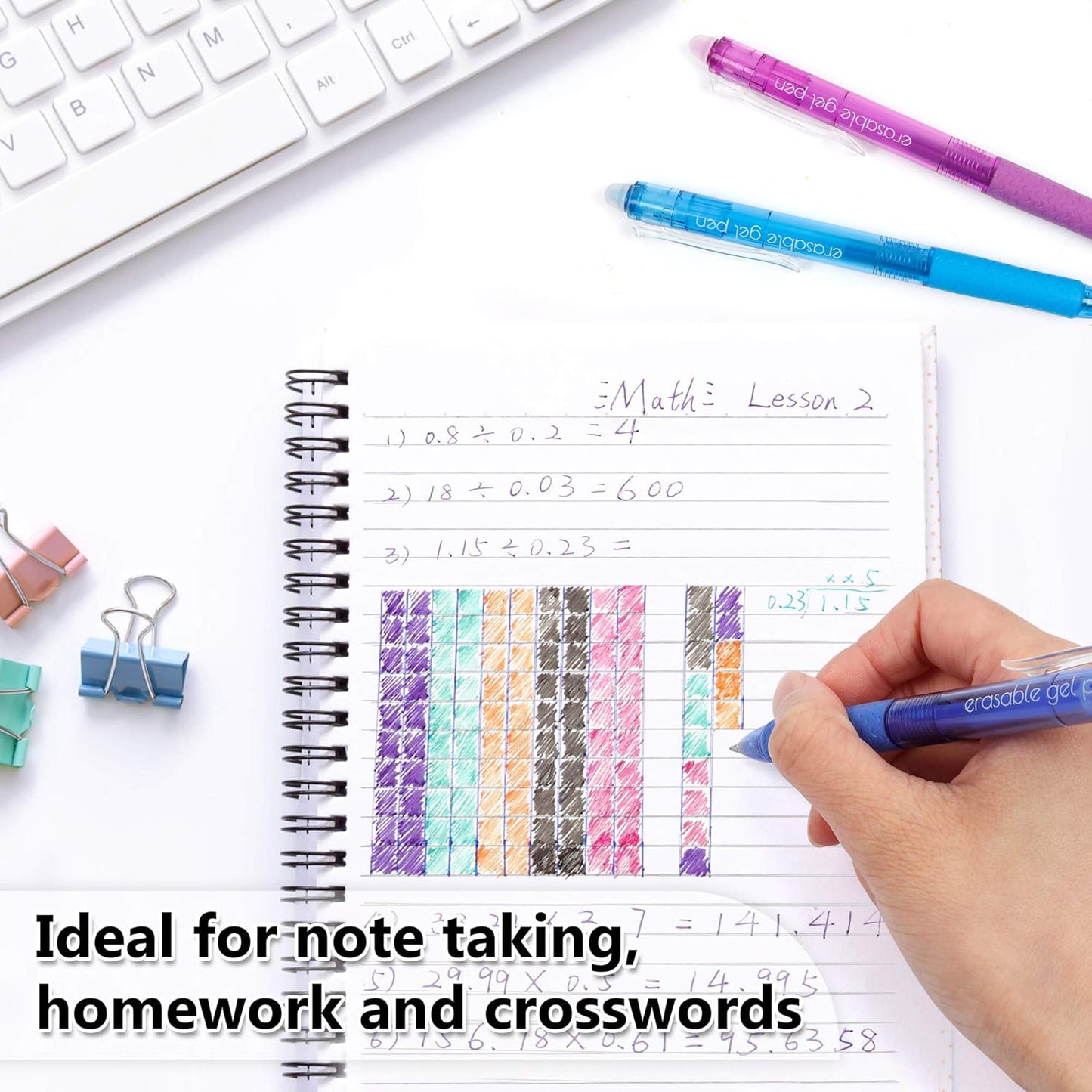 Vanstek 22 Colors Retractable Erasable Gel Pens Clicker, Fine Point(0.7), Make Mistakes Disappear, Premium Comfort Grip for Drawing Writing Planner and Crossword Puzzles