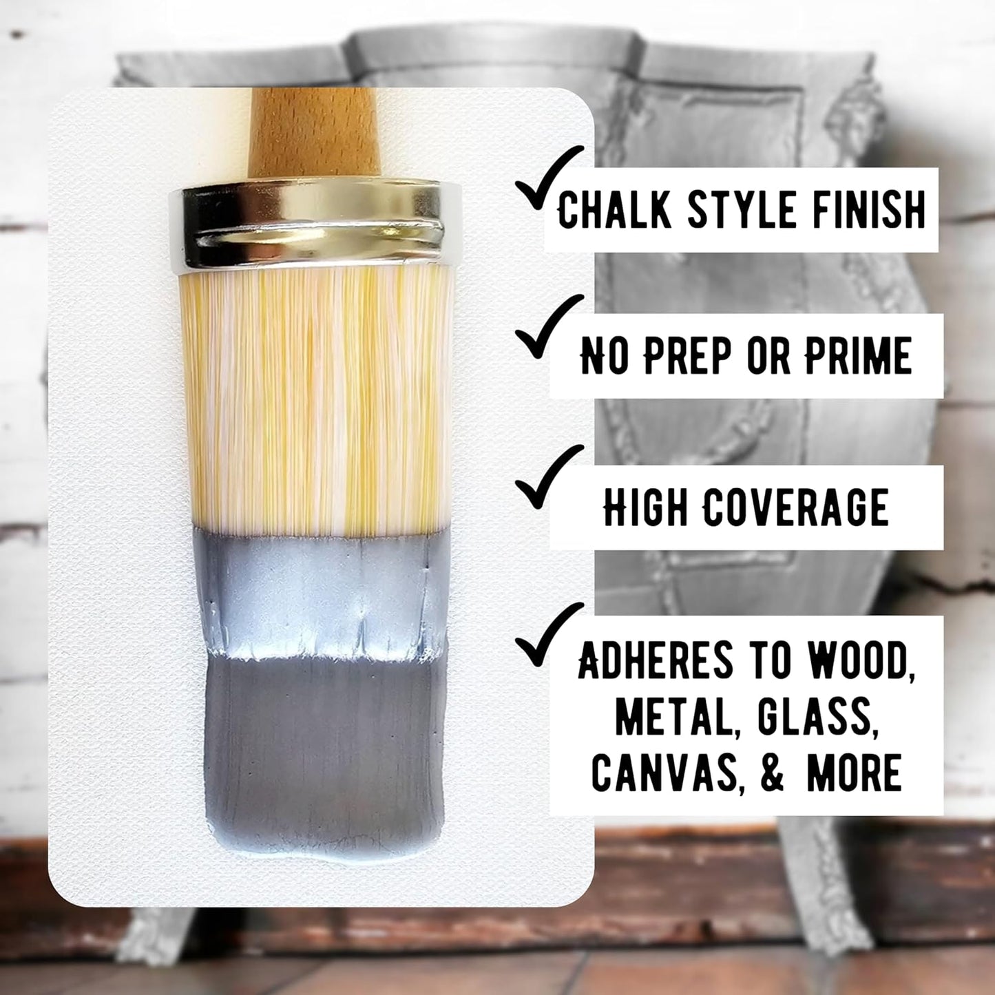 Daydream Apothecary Premium Chalk Style Paint for Furniture, Home Décor, Wood, DIY Interior Projects, Quick Dry, No Prep or Prime Needed, Matte Silver - 8oz