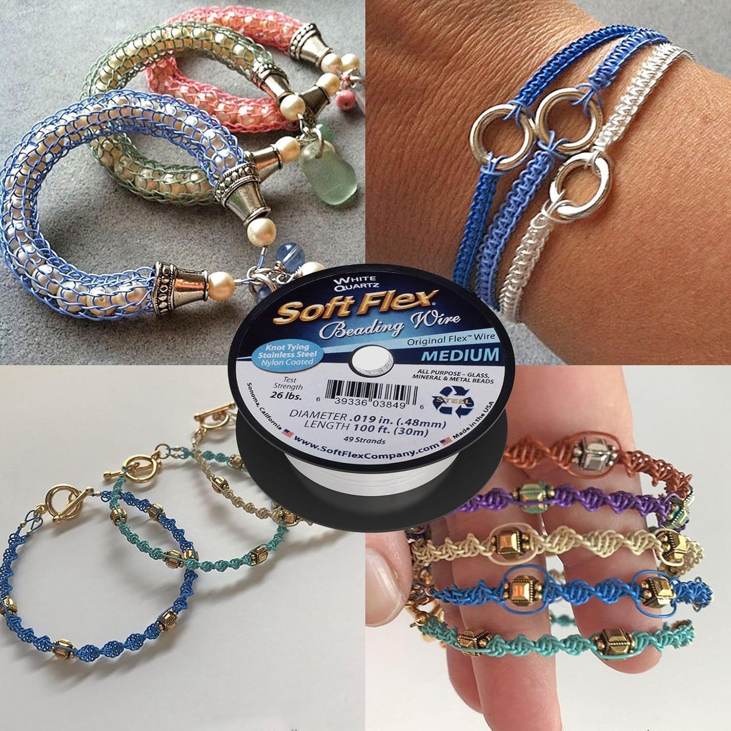 Soft Flex 49 Strand Beading Wire - Medium 0.19 Diameter - 100 Feet Nylon Design Wire