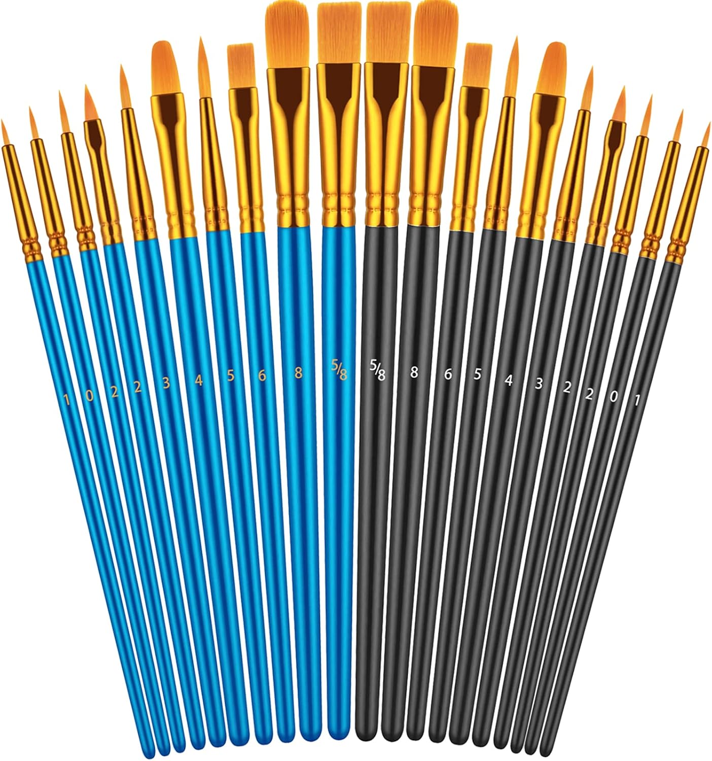 Paint Brushes Set, 20 Pcs Paint Brushes for Acrylic Painting, Oil Watercolor Acrylic Paint Brush, Artist Paintbrushes for Body Face Rock Canvas, Kids Adult Drawing Arts Crafts Supplies, Blue+Black