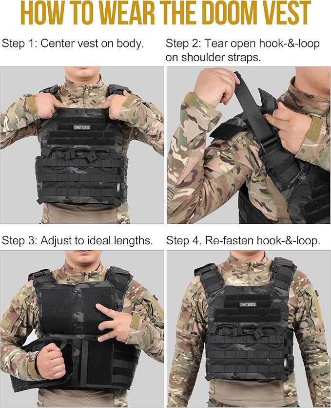 OneTigris DOOM Tactical Vest, Adjustable Airsoft Vest MOLLE Vest for Men
