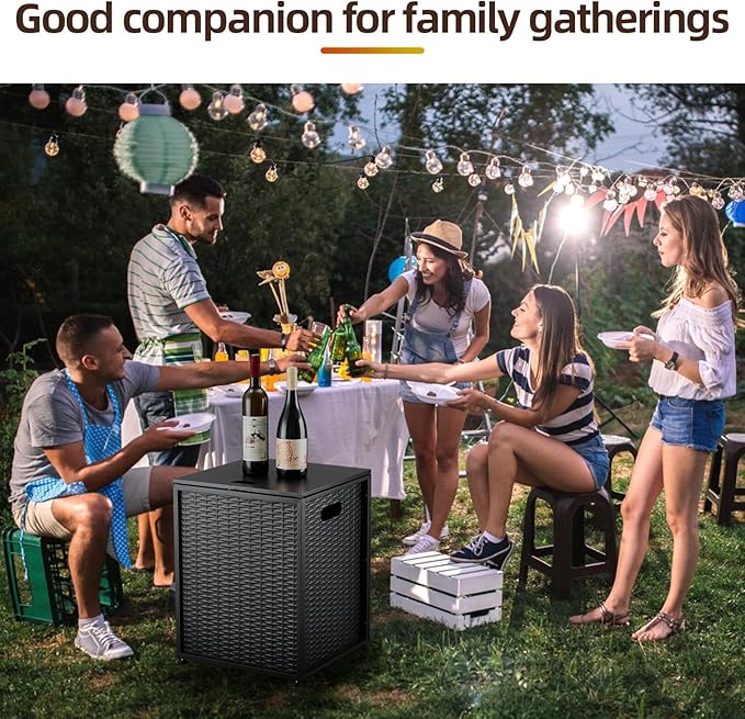Outdoor Propane Tank Cover - 20 lbs Tank Side Table with Storage, Dual Function for Gas Fire Pit, Grill, Griddle & Stoves