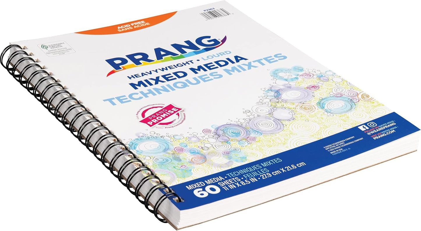 Prang (Formerly Art Street) Mixed Media Journal, Heavyweight, 8.5" x 11", 60 Sheets (Pack of 12)