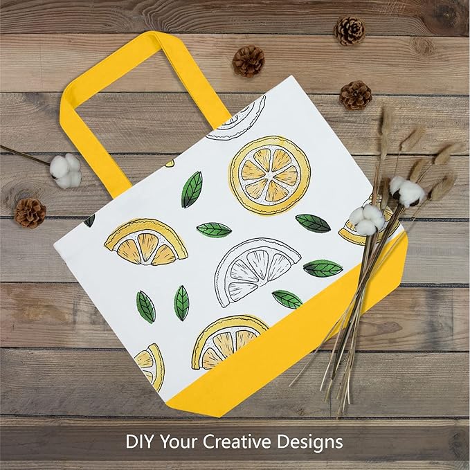 TOPDesign 3-Pack Super Strong Large 12oz Cotton Canvas Tote Bags, Reusable Grocery Shopping Cloth Bags, Fashionable Two-Tone Totes for Crafts, DIY Your Creative Designs