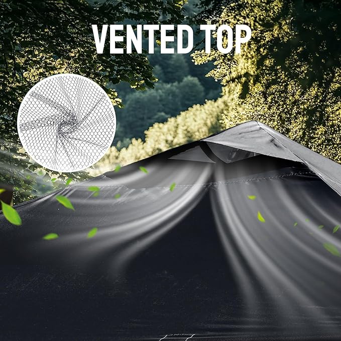 CROWN SHADES 10x10 Pop Up Canopy Tent - Patented Center Lock One Push Instant Outdoor Canopy Beach Tent with STO-N-Go Bag 8 Stakes & 4 Sand Bags，Black