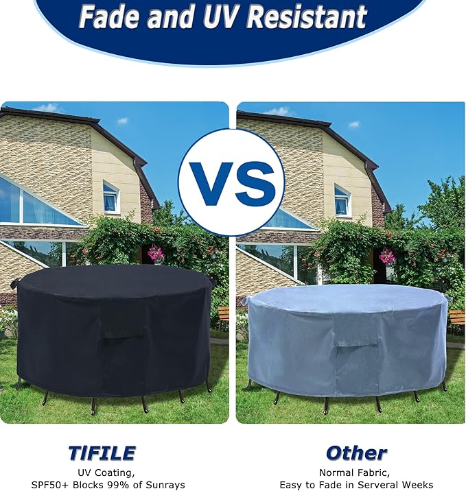 Round Patio Furniture Covers - 110" Dia Waterproof Table & Fire Pit Cover - Anti-Fading for Outdoor Dining Set