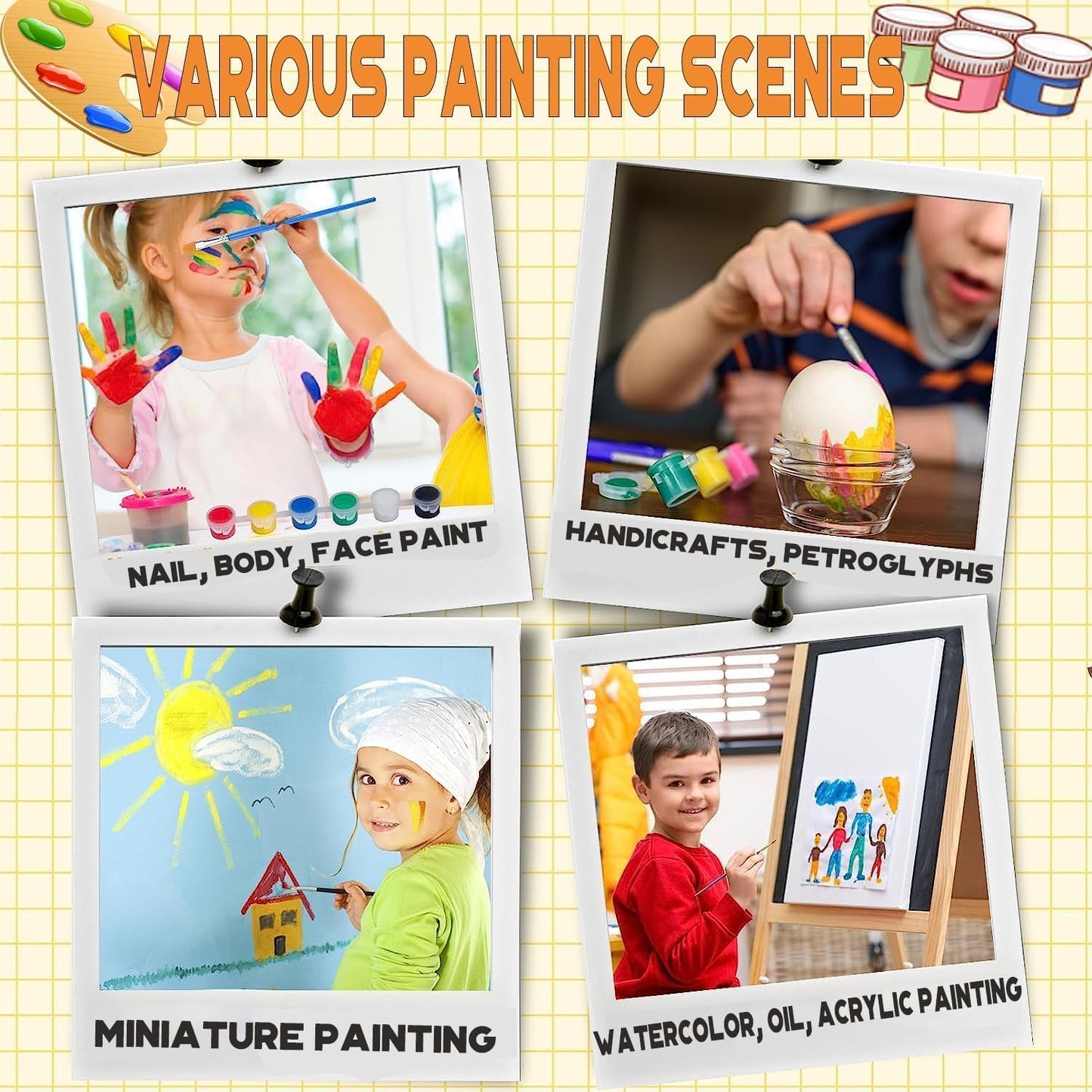 XINDUHUI 30 Pack Mini Acrylic Paint Set, 12 Colors Acrylic Paints Strips for Kids & Adults Craft Paint,420 PCS Kids Painting Kit Container Strips Storage for Home Birthday Classroom Party (420)