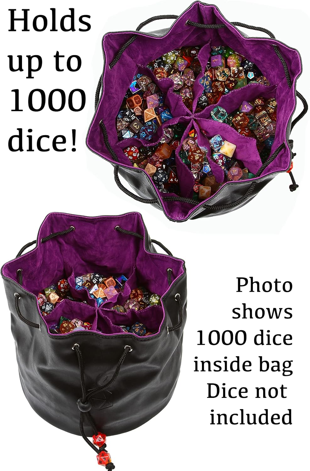 Forged Dice Co. Pouch of The Endless Hoard Dice Bag - Holds Over 1,000 Polyhedral Dice - Dice Storage Bag with 7 Pockets - Perfect for Bulk Dice - Brown/Black