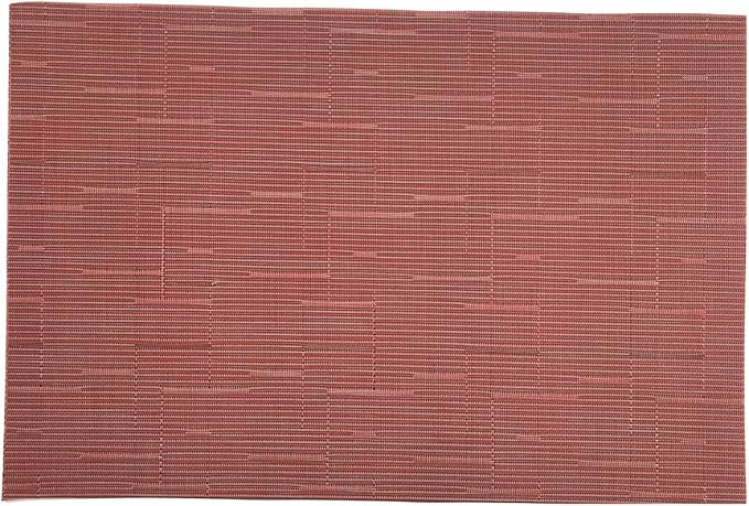 Gugrida Placemats PVC Table Mats Woven Vinyl Placemats, Set of 6 (18"X12" Red Stripe)