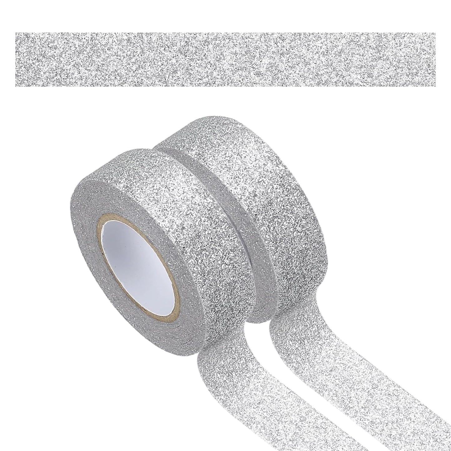 PATIKIL 2 Roll Glitter Paper Washi Tape, Washi Decorative Tape for Crafts, Silver