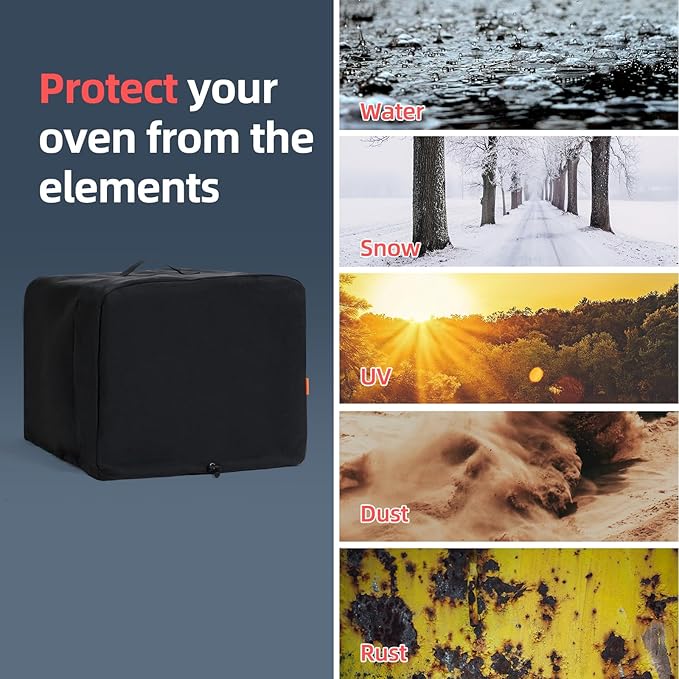 Waterproof Cover for Ninja Pizza Oven MO201, UV Resistant, Windproof Accessories for Ninja Artisan Outdoor Pizza Oven, Power Cord Storage Pocket, Adjustable Drawstrings and Elastic Bands (Cover Only)