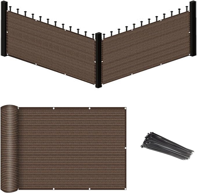 Eden's Decor Balcony Privacy Screen Brown 4'x 33' Cover Mesh Windscreen Weather-Resistant UV Protection for Backyard Deck, Patio, Balcony, Pool, Porch, Fence, Railing, Gardening
