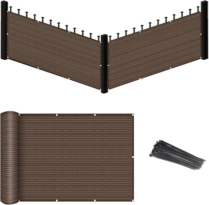 Eden's Decor Balcony Privacy Screen Brown 3'x 16' Cover Mesh Windscreen Weather-Resistant UV Protection for Backyard Deck, Patio, Balcony, Pool, Porch, Fence, Railing, Gardening