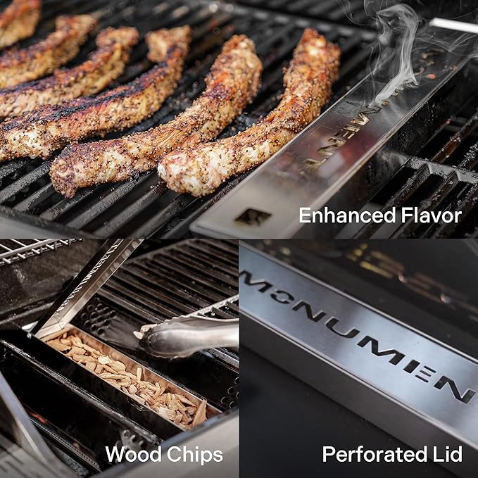 Monument Grills Larger Convertible 4-Burner Natural Gas Grill Stainless Steel Cabinet Style Propane Grills with Smoke Box(2 items)