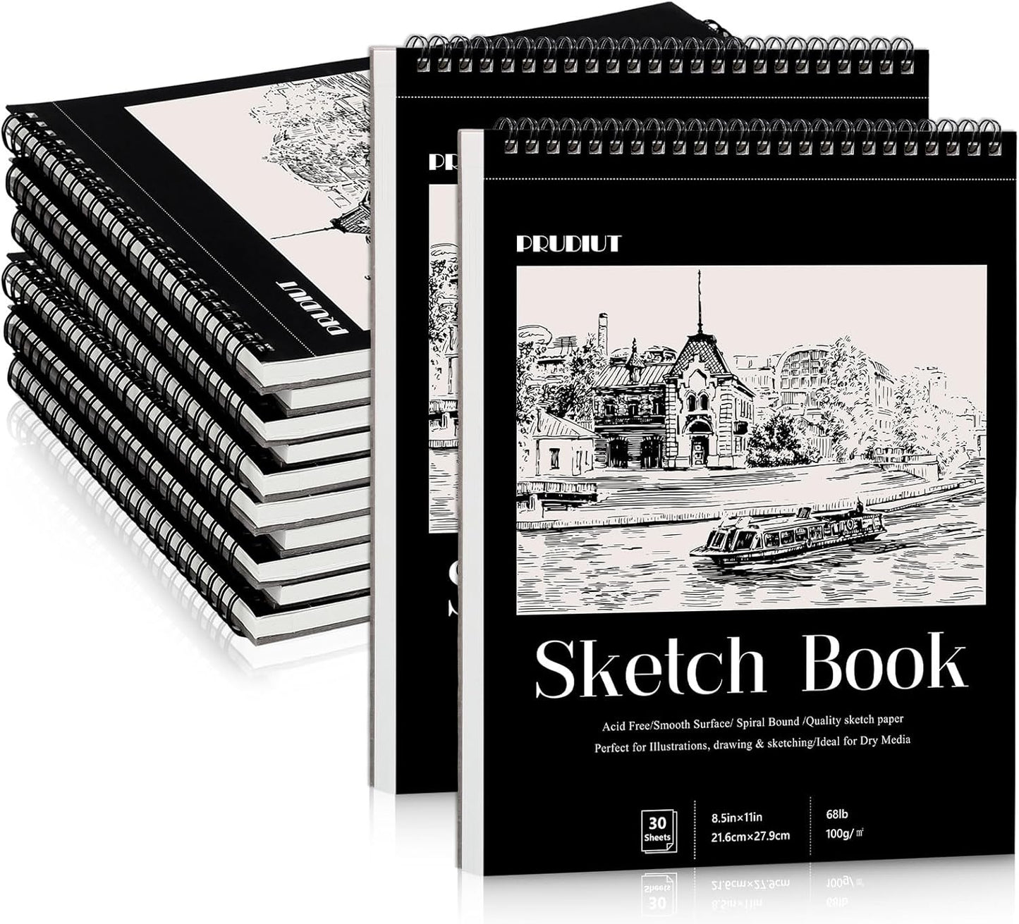 12 Pack Sketch Book, 8.5 x 11Inch Sketchbook, 68lb/100gsm Top Spiral Bound Sketch Pad, Acid Free Art Supplies Drawing Painting Sketching Paper for Teens Adults Artists (30 Sheets Each)